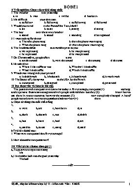 Bộ đề kiểm tra học kỳ II môn Tiếng Anh Lớp 8
